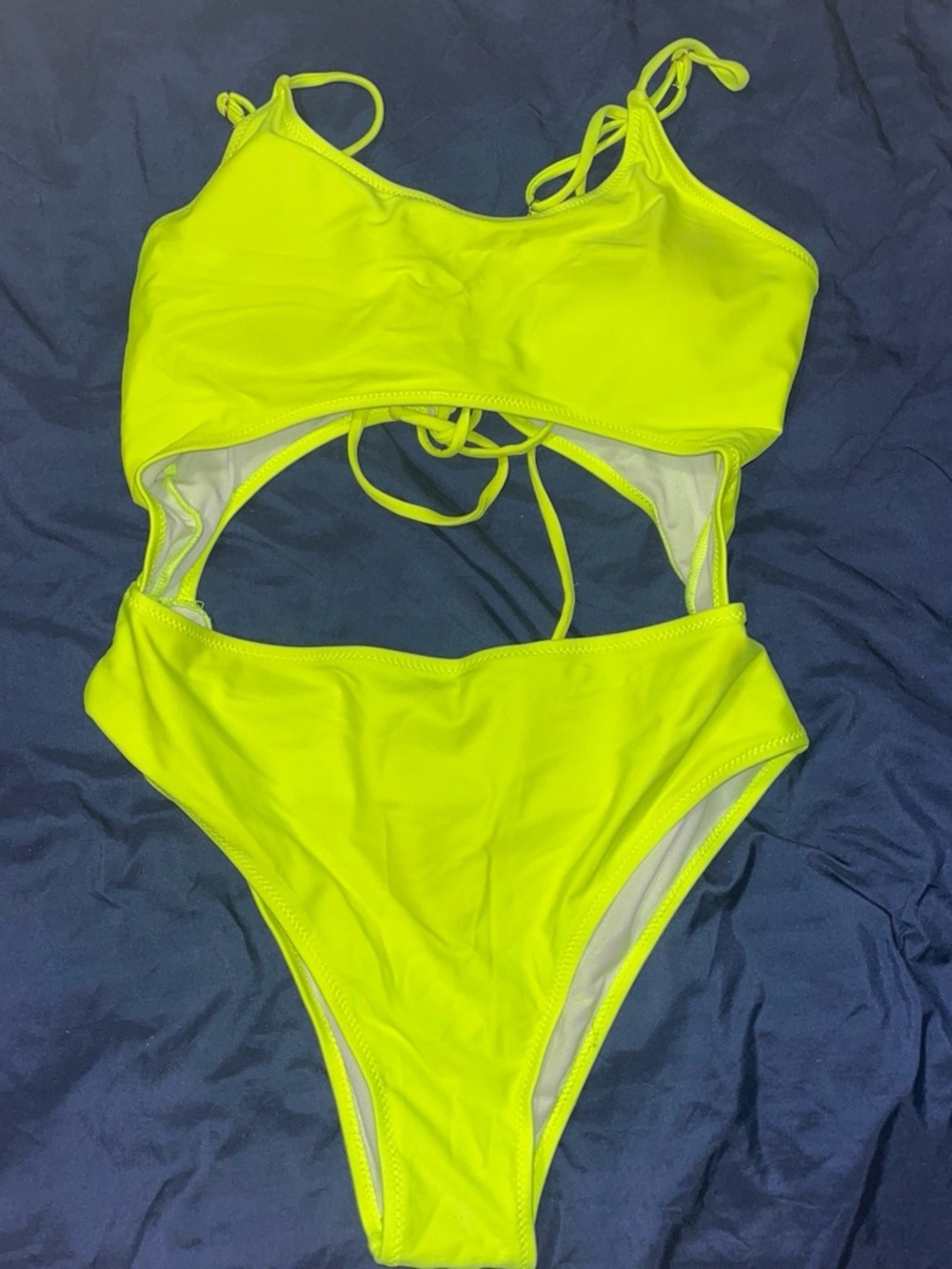 Neon Yellow Cutout One-Piece Swimsuit